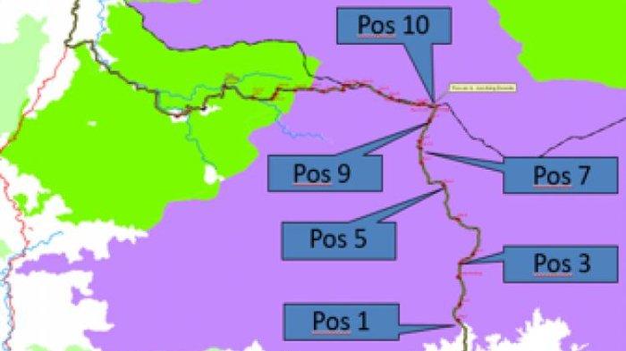 Peta pos pendakian Gunung Gandang Dewata.
