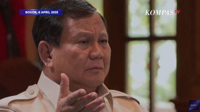 REVISI UU TNI - Presiden Prabowo Subianto dalam wawancara bersama enam pemimpin redaksi (pemred) media nasional di Hambalang, Bogor, Jawa Barat, Minggu (6/4/2025).
