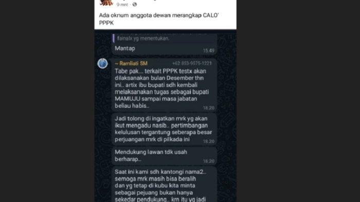 Screenshoot percakapan WhatsApp grup Ramliati yang viral di media sosial
