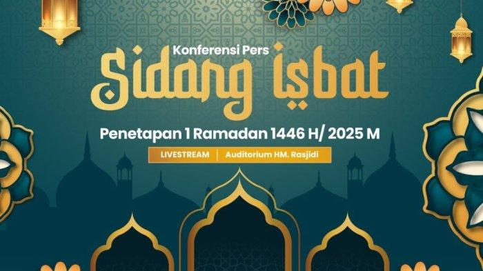 SIDANG ISBAT RAMADAN 2025 - Ilustrasi siaran langsung konferensi pers hasil sidang Isbat Kemenang RI menentukan Ramadan 1446 H/ 2025 M, Jumat (28/2/2025).