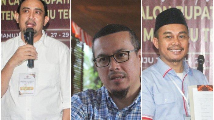 Tiga Kandidat Calon Bupati Mateng, Haris Halim Sinring (kiri), Arsal Aras (tengah), Sahrul Sukardi (kanan).