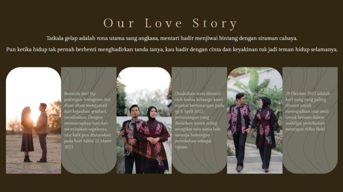 Cuplikan kisah cinta Fianolita Purnaningtias dan Feri Weldani yang dituliskan di undangan pernikahan keduanya.