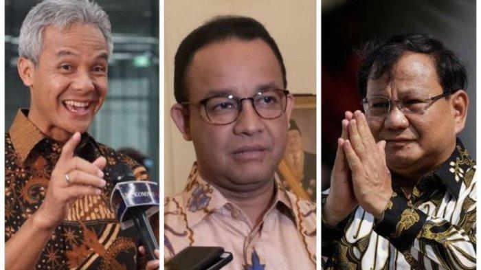 Capres teratas hingga hari ini, Ganjar Pranowo, Anies Baswedan, dan Prabowo Subianto.