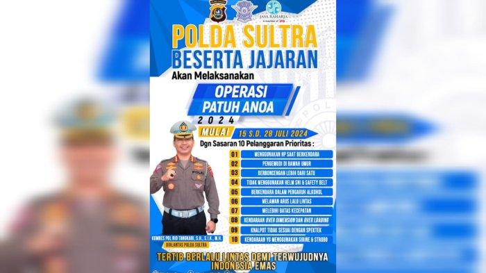 Unsur Direktorat Lalu Lintas atau Dirlantas Polda Sultra akan melangsungkan Operasi Patuh Anoa 2024.