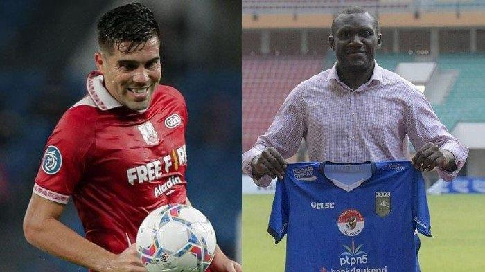 KOLASE FOTO: Fabio Beltrame asal Brasil yang musim lalu berseragam Persis Solo, dan Herman Dzumafo. Kini keduanya akan berseragam Persela Lamongan.