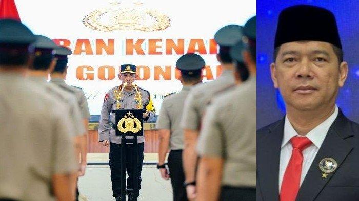 Kapolri Jenderal Listyo Sigit Prabowo memimpin upacara korps raport kenaikan pangkat terhadap 13 Pati Polri di Gedung Rupatama Markas Kepolisian atau Mabes Polri, Jalan Trunojoyo, Jakarta Selatan, pada Jumat (17/11/2023). Salah satu yang naik pangkat dari Komisaris Besar Polisi atau Kombes Pol menjadi Brigadir Jenderal Polisi (Brigjen Pol) tersebut adalah Brigjen Christ Reinhard Pusung yang saat ini menjabat sebagai Kepala Badan Narkotika Nasional Provinsi Sulawesi Tenggara atau BNNP Sultra (foto kanan).