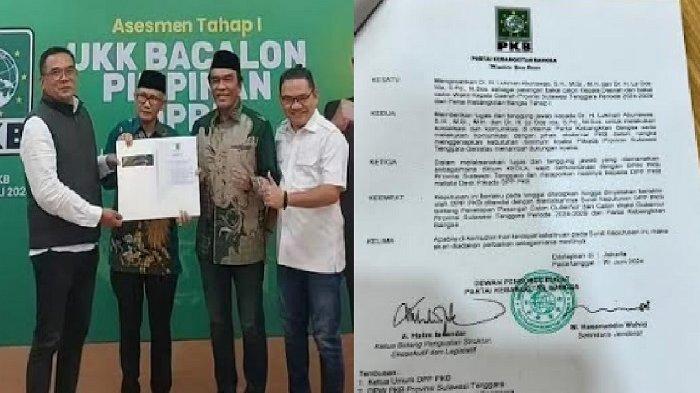 Partai Kebangkitan Bangsa (PKB) memberikan surat tugas kepada pasangan Lukman Abunawas-La Ode Ida di Pemilihan Kepala Daerah (Pilkada) 2024. Surat tugas tahap 1 diberikan kepada Lukman Abunawas dan Laode Ida bertempat di kantor DPP PKB Jakarta, Sabtu (20/7/2024).