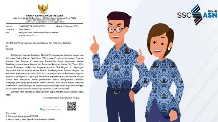 Update jadwal resmi Calon Pegawai Negeri Sipil atau CPNS 2023 serta Pegawai Pemerintah dengan Perjanjian Kerja atau PPPK. Jadwal penerimaan, pendaftaran, dan seleksi CPNS dan PPPK 2023 tersebut disampaikan Badan Kepegawaian Negara ( BKN) selaku Panitia Seleksi Nasional atau Panselnas.