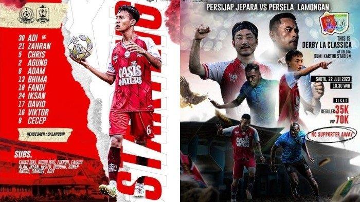 Persijap vs Persela akan memainkan derby la classica, Sabtu (22/7/2023). Jadwal Persijap Jepara kontra Persela Lamongan akan berlangsung di Stadion Gelora Bumi Kartini (SGBK), pukul 18.30 WIB.