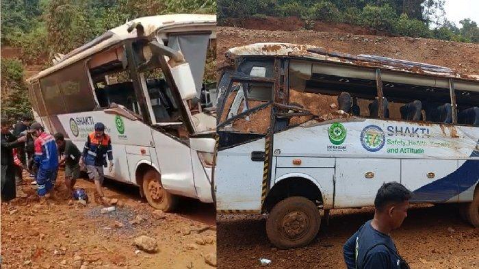 Peristiwa kecelakaan bus karyawan perusahaan tambang nikel di Konawe Utara (Konut), Sulawesi Tenggara (Sultra) terjadi pada Jumat (15/9/2023). Peristiwa tersebut viral di media sosial, setelah sejumlah video menunjukan momen pasca kecelakaan beredar.