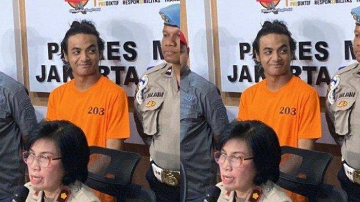VADEL BADJIDEH TERSANGKA - Vadel Badjideh dihadirkan ke publik usai ditetapkan sebagai tersangka kasus dugaan persetubuhan di Polres Metro Jakarta Selatan, Jumat (14/2/2025). Terlihat Vadel Badjideh menggunakan baju berwarna oranye bertuliskan tahanan dan tangannya diborgol.