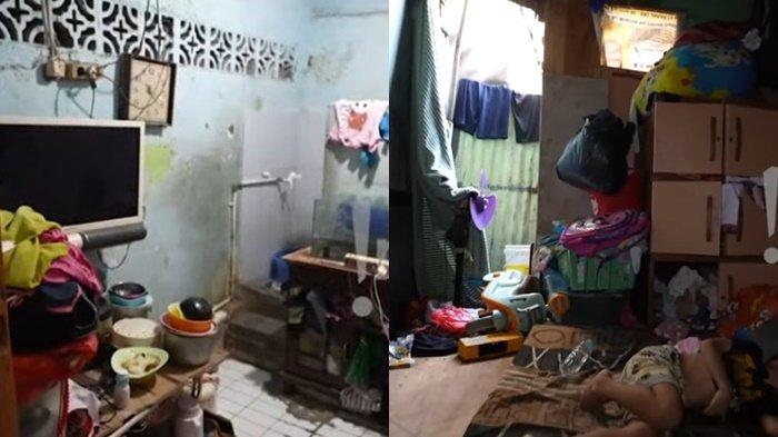 penampakan rumah nenek Hasna, satu ruangan digunakan sebagai ruang tidur yang menyatu dengan kamar mandi semi terbuka.