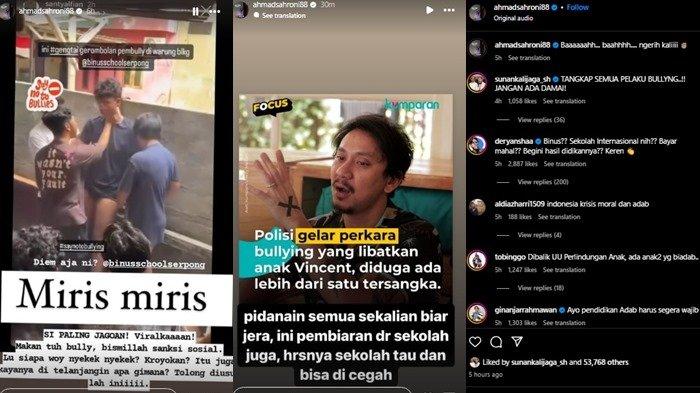 Ahmad Sahroni memposting rekaman video aksi bullying yang dilakukan segerombol anggota