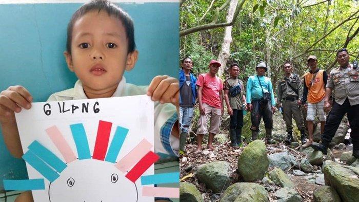 Foto Gilang Noprianto. Warga bersama petugas saat melalukan pencarian terhadap Gilang Noprianto (5) yang hilang di kebun milik ayahnya, Rabu (1/11/2023).