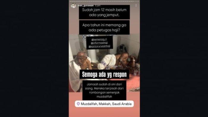 JAMAAH HAJI TERLANTAR- Artis Ivan Gunawan menemukan adanya dua lansia asal Indonesia terlantar setelah menjalankan ibadah Haji di Musdalifah, Makkah, Arab Saudi.