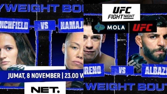 Berikut jadwal tayang acara TV pada Jumat (8/11/2024) Saksikan Pertandingan Tinju UFC Fight Night tayang Jumat, 8 November jam 23.00 WIB di NET.