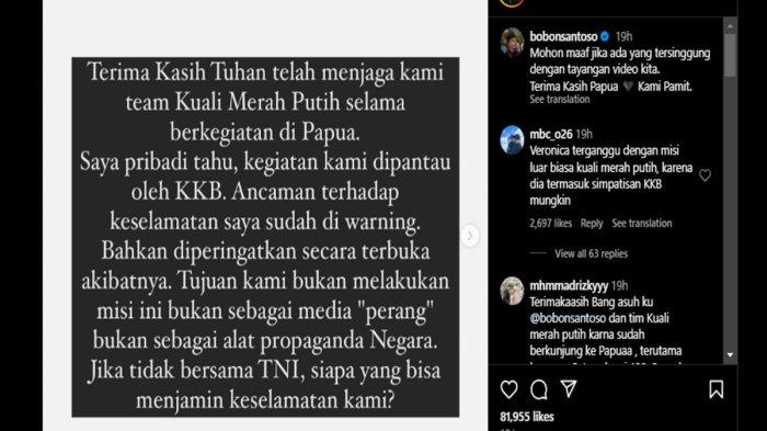 Bobon Santoso terpaksa menghentikan kegiatan konten memasak dan berbagi makanan gratis di Papua.