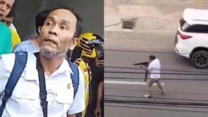 POLISI BAKU TEMBAK - Bripka Agus Simanjuntak terlibat baku tembak dengan pelaku curanmor di Kedamaian, Bandar Lampung pada Kamis (30/1/2025) (kiri). Momen Bripka Agus saat baku tembak dengan pelaku curanmor.