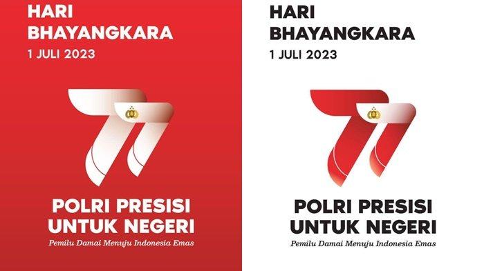 Dalam logo peringatan HUT Bhayangkara tahun ini terdapat angka 77 sebagai penanda usia berdirinya. Lalu terdapat pula tulisan