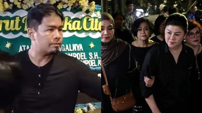 EKS ISTRI HOTMA SITOMPOEL BERDUKA. (kiri) Bams eks Samsons dampingi sang ibunda, Desiree Tarigan (kanan) turut hadir melayat ke rumah duka, tempat jenazah Hotma Sitompoel, disemayamkan, kawasan Jalan Antasari, jakarta Selatan, Rabu (16/4/2025)