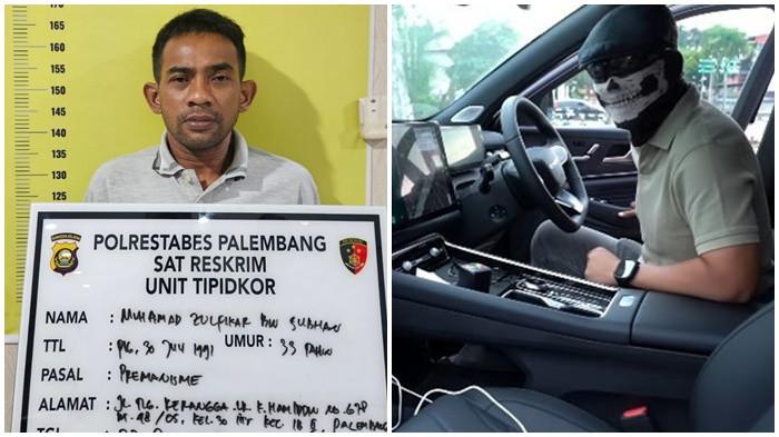 PEMALAK -- Muhammad Zulfikar (33) diamankan Satreskrim Polrestabes Palembang, Minggu (287/2025) malam. Dia ditangkap setelah viral memalak Youtuber Om Mobi di BKB Palembang.