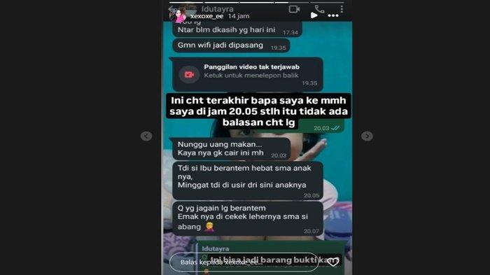 Dita, putri Septian menyebut ayahnya mengirimkan pesan terakhir pada pukul 20.05 di malam sebelum kejadian pembunuhan, sempat cerita saksikan pelaku dan ibu majikannya bertengkar hebat