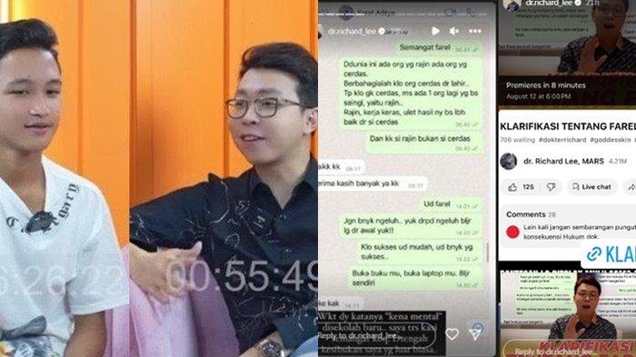 Dr Richard Lee membongkar isi chatnya dengan Farel Aditya pasca dituding tidak memperdulikan mental sang Tiktoker tersebut, selalu beri semangat