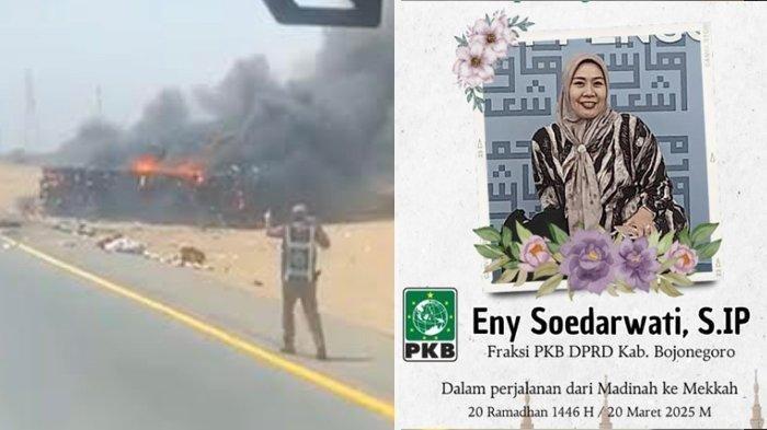 KECELAKAAN BUS UMRAH - Eny Soedarwati (Kanan), anggota DPRD Bojonegoro yang turut jadi korban kecelakaan bus Umrah di Arab Saudi, Kamis (20/3/2025).
