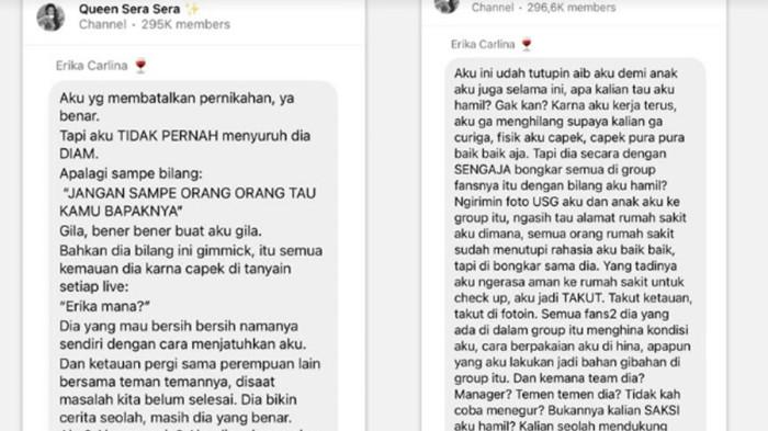 Erika Carlina menanggapi soal klarifikasi Dj Panda mengaku