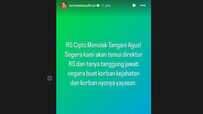 Farhat Abbas salahkan Pratiwi Noviyanthi lantaran Agus Salim ditolak di RS saat ingin berobat
