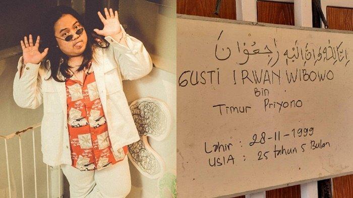 GUSTIWIW MENINGGAL DUNIA- (KANAN) Penampakan Papan Duka Cita Gustiwiw. Manager ungkap penyebab meninggalnya musisi sekaligus penyiar radio, Gusti Irwan Wibowo atau dikenal, Gustiwiw jatuh dari kamar mandi di Bandung