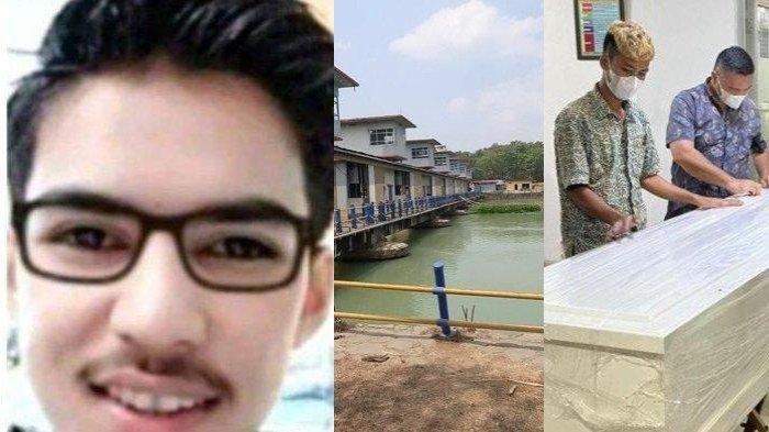Imam Masykur (kiri), lokasi penemuan jasad Imam Masykur di Sungai Citarum (tengah), dan jenazah korban (kanan).