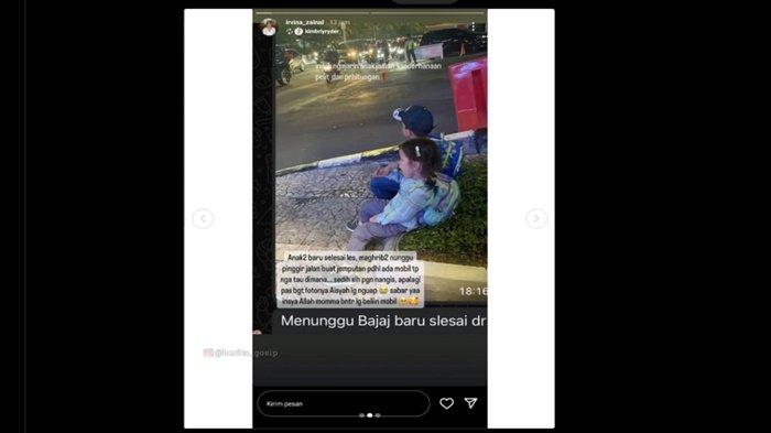 Irvina, ibu Kimberly Ryder membagikan potret pilu kala kedua cucunya harus menunggu bajaj sampai waktu maghrib sepulang dari les.
