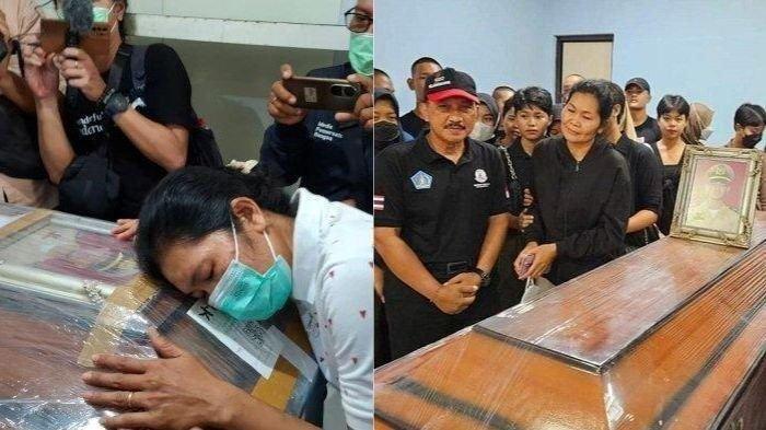 Isak tangis ibunda Putu Satria, korban tewas dianiaya senior Taruna Sekolah Tinggi Ilmu Pelayaran (STIP) saat mengiringi kepulangan jenazah.