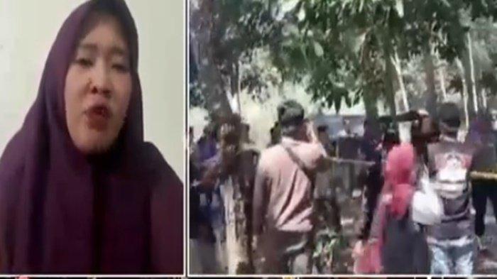 TANGIS ISTRI POLISI. Milda Dwi Ani, Istri Aipda Anumerta Petrus Apriyanto, anggota Satreskrim Polres Way Kanan, Lampung masih sangat terpukul dan sakit hati atas tragedi yang menimpa suaminyA tewas ditembak saat penggerebekan judi sabung ayam di Kampung Karang Manik, Kecamatan Negara Batin, Kabupaten Way Kanan, Senin (17/3/2025).