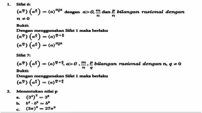 Jawaban Latihan 1.1 Bab 1 Eksponen dan Logaritma nomor 1 dan 2.