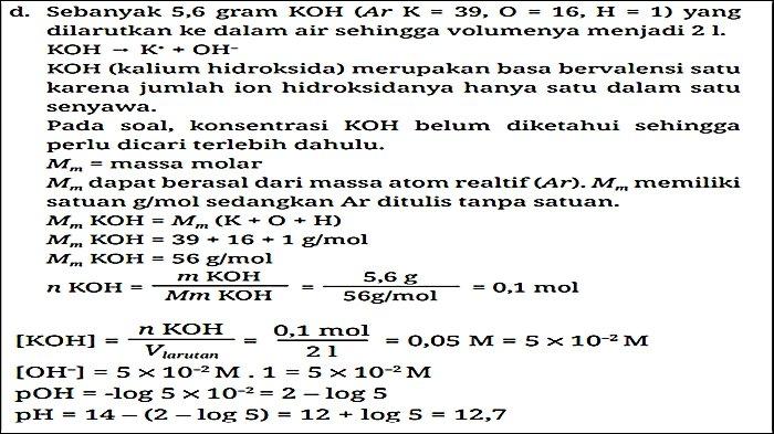 Jawaban soal nomor 1d, Kimia Kelas 12 Halaman 18 Kurikulum Merdeka.