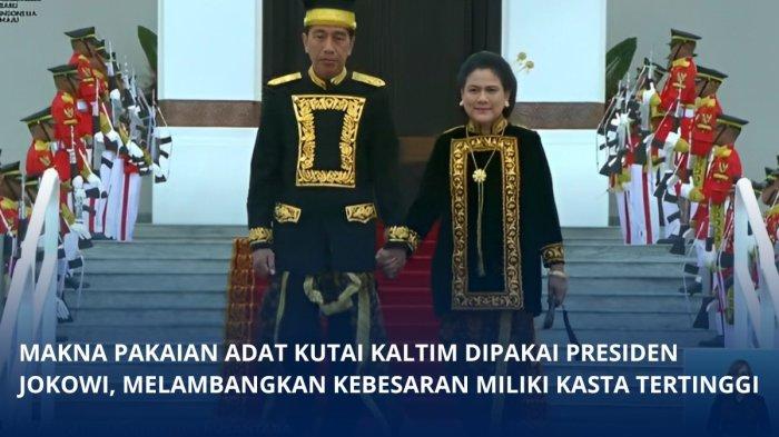 Joko Widodo bersama sang istri, Iriana hadir mengenakan pakaian adat Kutai Kalimantan Timur di upacara memperingati HUT RI ke-79 Republik Indonesia