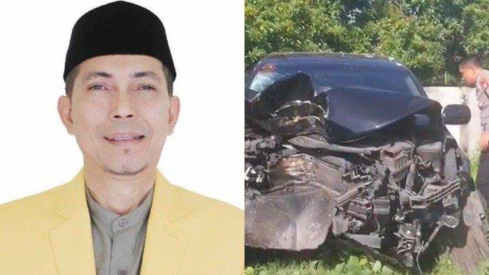 PIMPINAN DPRD KECELAKAAN- (KIRI) Wakil Ketua I DPRD Lombok Tengah H Lalu Ahmad Rumiawan. Politisi Partai Golkar. (KANAN) Kondisi mobil Honda CRV yang ditumpangi Wakil Ketua I DPRD Lombok Tengah Lalu Ahmad Rumiawan usai dibawa ke markas Polres Lombok Tengah, Kamis (15/5/2025). Kecelakaan maut merenggut nyawa Wakil Ketua I DPRD Lombok Tengah Lalu Ahmad Rumiawan di Jalan Raya Dusun Batu Lajang, Desa Peresak, pada Kamis (15/5/2025)