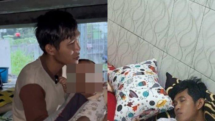 YUSUF TINGAL DI KOLONG JEMBATAN - Kisah pilu yang dialami Akhmad Yusuf Afandi (34) tinggal di kolong jembatan bersama anaknya, Zafa yang berusia 11 bulan.