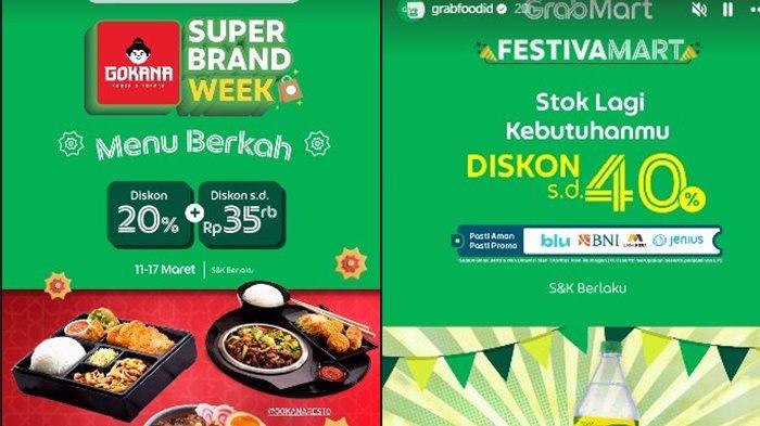Kode promo Grab Indonesia yang menawarkan diskon terbaru selama bulan Maret spesial Ramadhan, Selasa(12/3/2024). Voucher GrabFood hemat 20-150 ribu