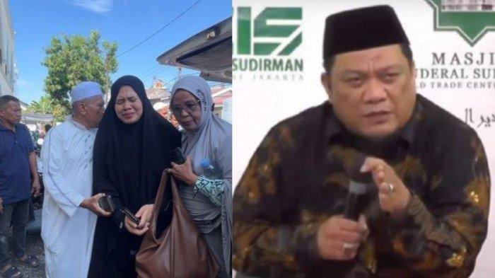 USTAD YAHYA MENINGGAL DUNIA - Kolase istri Ustaz Yahya Menangis (kiri) dan Ustaz Yahya Waloni Semasa Hidup (Kanan). Tangis pecah Mutmainah istri Ustaz Yahya Waloni (55) mengetahui sang suami telah meninggal dunia, Jumat (6/6/2025).