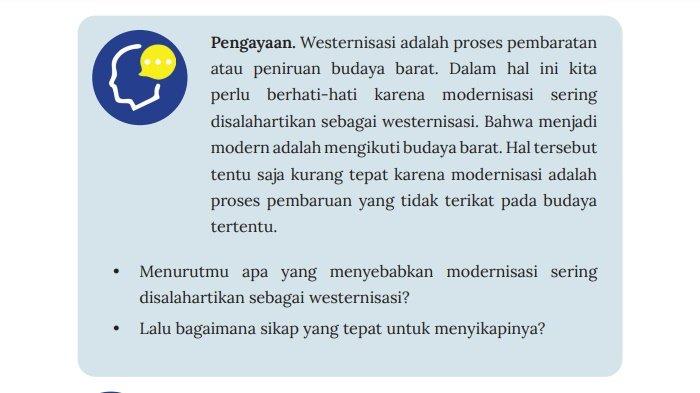 Kunci Jawaban IPS Kelas 9 Halaman 30 Kurikulum Merdeka, Pertanyaan Mengayaan: Westernisasi