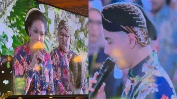 SIRAMAN AL GHAZALI - Maia Estianty tak kuasa menahan tangis beri pesan ke putra sulungnya, Al Ghazali saat acara siraman di kawasan Pondok Indah, Jakarta Selatan Sabtu (14/6/2025).
