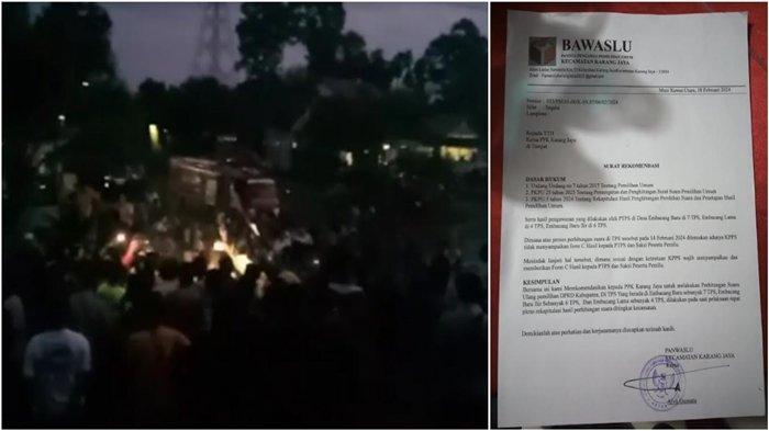 Massa demo di Jalinsum Muratara membuka blokade setelah Panwaslu Karang Jaya rekomendasikan PPK menghitung ulang suara, Sabtu (17/2/2024).