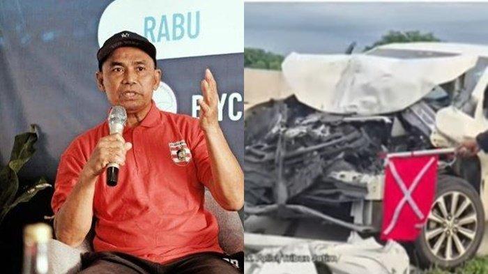 (kiri) Pelatih Persewangi Banyuwangi, Syamsuddin Batola (kanan) kondisi mobil yang ditumpangi Syamsuddin dan Sektim usai kecelakaan. Manajemen Persewangi menyampaikan rasa duka cita atas meninggalnya legenda sepak bola Indonesia sekaligus legenda PSM Makassar, Syamsuddin Batola