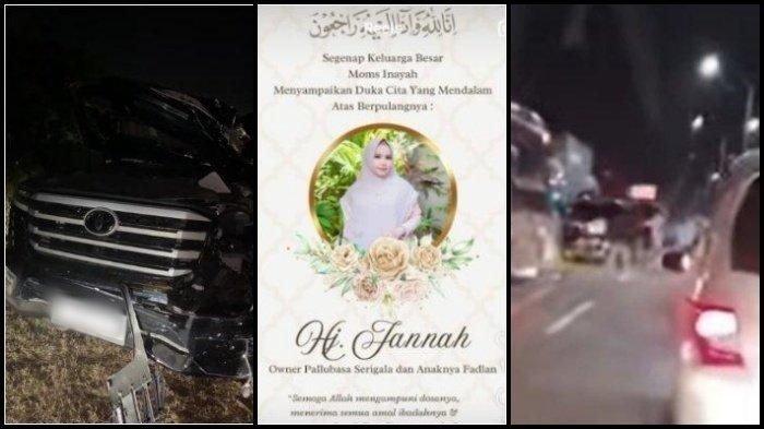 Mobil ditumpangi eluarga pemilik usaha kuliner warung Pallubasa Serigala jenis SUV merek Toyota Land Cruiser warna hitam berplat nomor B 1539 CJH ringsek usai menabrak mobil pengangkut kontainer di Tol Layang Andi Pangerang Petta Rani, Makassar, Sulsel, Rabu (25/9/2024) malam.