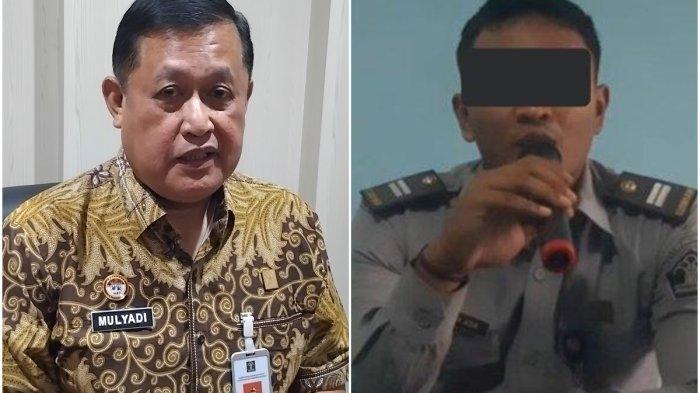 Kadivpas Kanwil Kemenkumham Sumsel, Mulyadi (kiri) mengungkap motif Roby Ardiyansyah (kanan) oknum petugas Lapas Tanjung Raja Ogan Ilir yang rekam napi seolah-olah pesta narkoba, Jumat (15/11/2024).