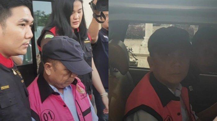 Kadishub Prabumulih inisial MH ketika naik mobil untuk dititip di tahanan Rutan Kelas IIB Prabumulih, Selasa (13/11/2023).