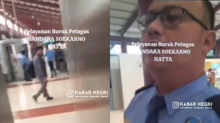 Kolase petugas Bandara Soetta yang menempeleng seorang penumpang di Gate 5 Terminal 3 Bandara Soekarno Hatta. PT Angkasa Pura II membantah perihal viralnya video cekcok antara penumpang dengan petugas Aviation Security (Avsec) Bandara Soekarno-Hatta